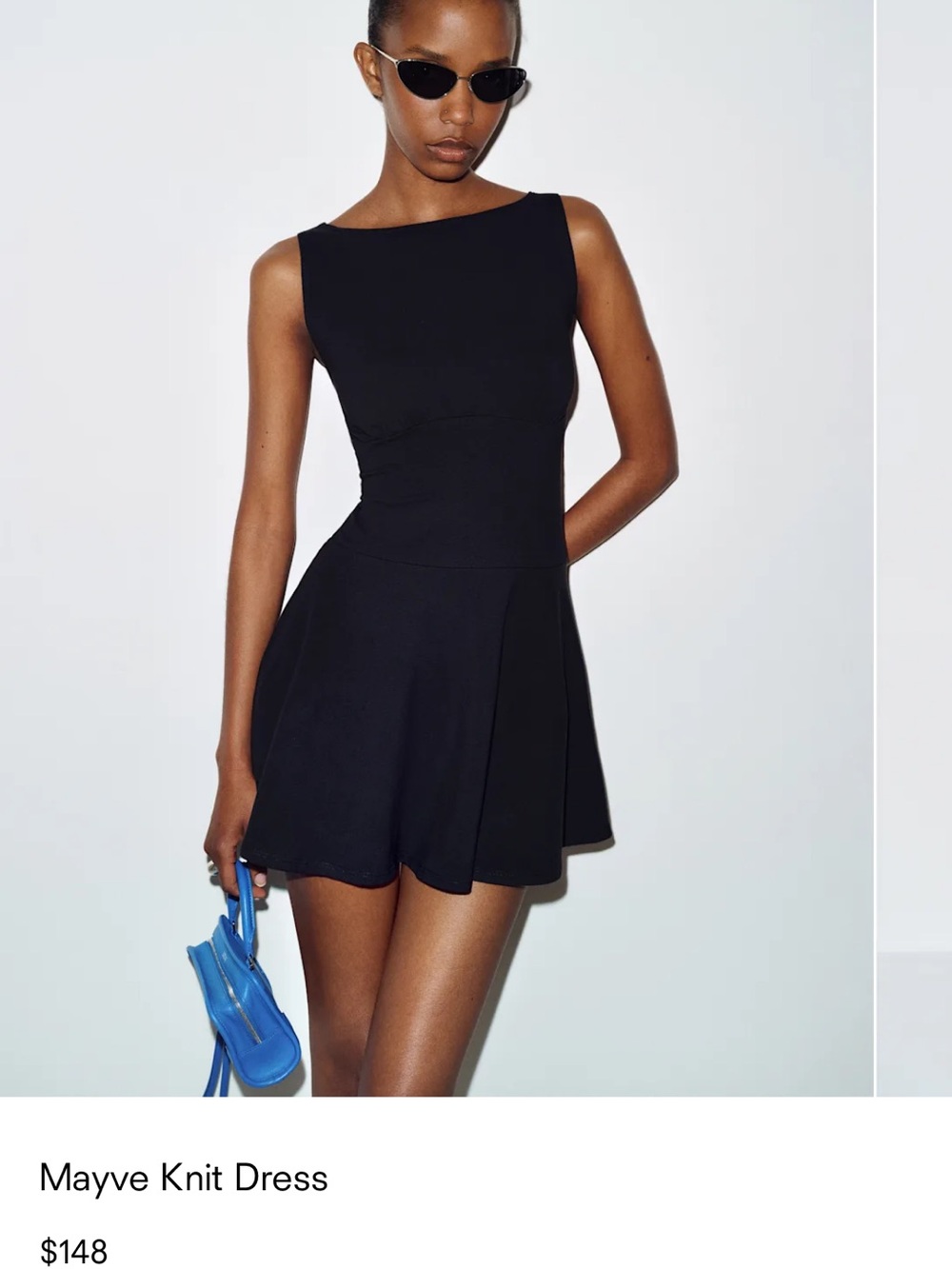 Reformation Black Sleeveless Fit-and-Flare Mini Dress